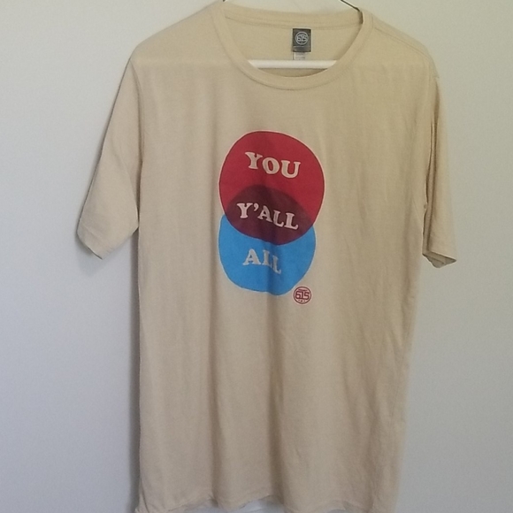 Tan/cream mens large tshirt explaining "y'all" - Picture 4 of 4